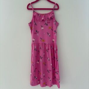 Carter's Girls Size 12‎ Pink Dress Tiger Floral Print Sleeveless Casual Summer